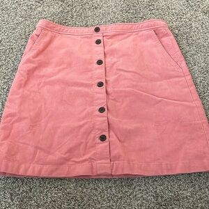 J. Crew Factory Button-front pink corduroy skirt Size 12